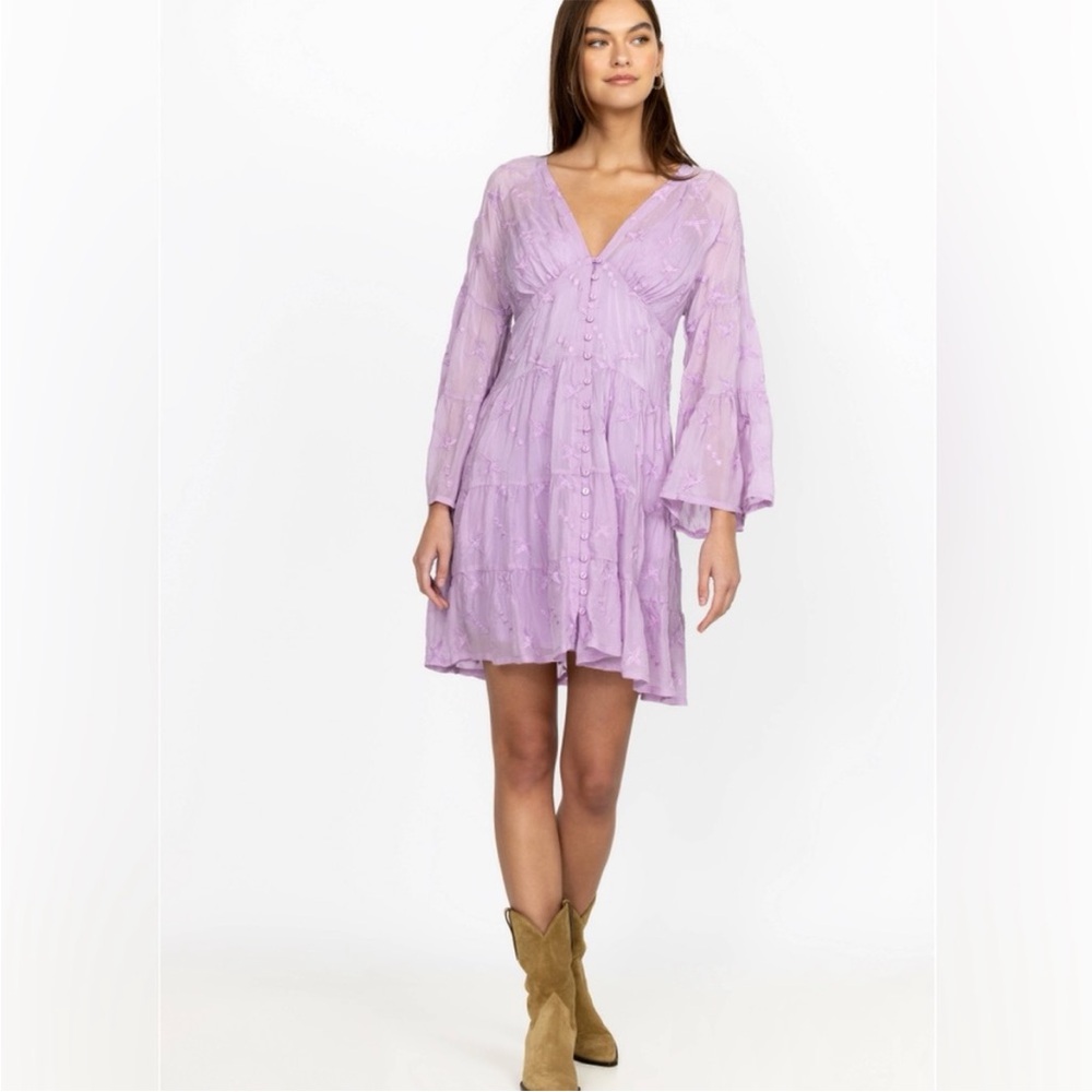 Johnny Was Lavender Long Sleeve Dress